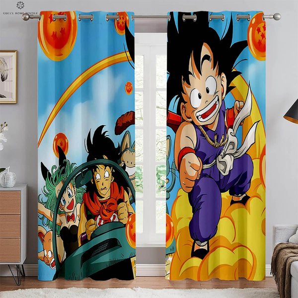 Cortinas Con Estampado De Anime De Sangre Caliente Para HabitacióN Infantil, Dormitorio, Sala De Estar, Dormitorio, Cortinas Decorativas, Textiles Para El Hogar W50Xh130(Cm)X2Pcs&Rod Pocket-image