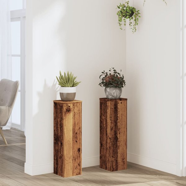 Vidaxl Soportes Para Plantas, 2 Piezas, Madera Vieja, 17X17X60 Cm-image