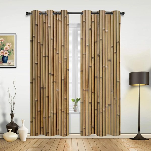 Bambusowe Retro Shabby ZasłOny Okienne Na RośLiny Dekoracja Domu ZasłOny Do Salonu Draperie Do Pokoju DziecięCego Cortinas Do Kuchni Sypialni 135W X 215H(Cm) X1-image