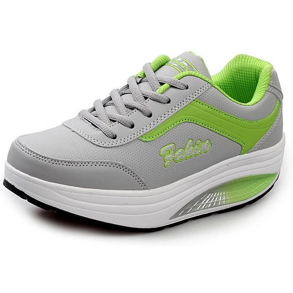 Zapatos De Plataforma Tonificadores Transpirables Para Mujer, Zapatillas De Deporte Con CuñA Para Adelgazar, Zapatillas De Deporte Con Suela Gruesa Para Correr 38 Gray-image