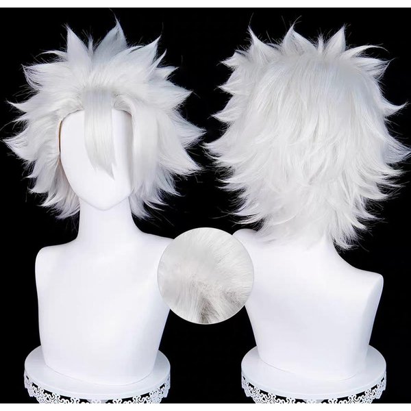 Hairjoy Syntetyczne WłOsy Shinazugawa Sanemi Peruka Cosplay BiałE Kostiumy Peruka Anime RóżOwa Siatka 12Inches BiałY-image