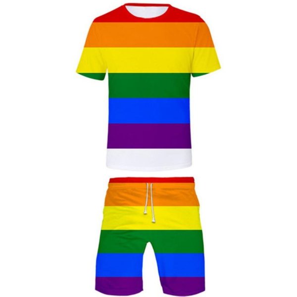 Conjuntos De Camisetas Y Pantalones Cortos Con Estampado 3D Lgbt De Verano Gratis Para Hombre, CháNdales De Manga Corta De Gran TamañO, Conjunto De Pantalones, Trajes Para Hombre, Ropa S-image