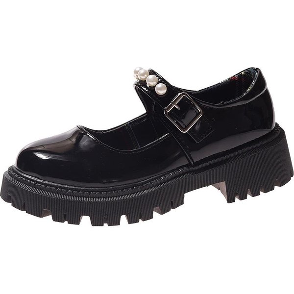 Zapatos PequeñOs De Cuero Retro Con Cabeza Redonda Para Mujer Cabeza Grande Estilo FrancéS BritáNico JaponéS Jk Suela Gruesa Zapatos Mary Jane Primavera Verano Nicho 40-image