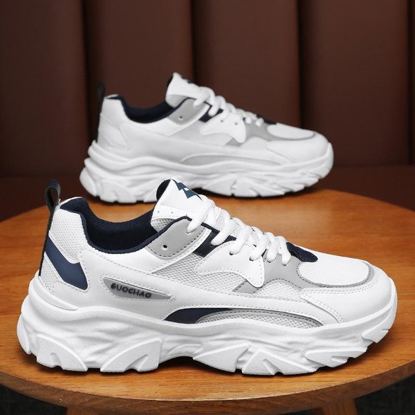 Zapatos De Hombre Malla Transpirable Zapatos Casuales Con Cordones Zapatillas De Plataforma Comodidad Zapatos Para Correr Para Hombre Entrenador Tenis Masculino 39 Gray-image