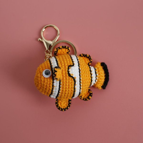 Llavero De Pez Dorado Tejido Llaveros Creativos De Pez Payaso Llavero Colgante De Pez PequeñO Tejido Accesorios Personalizados Para Llaves Orange-image