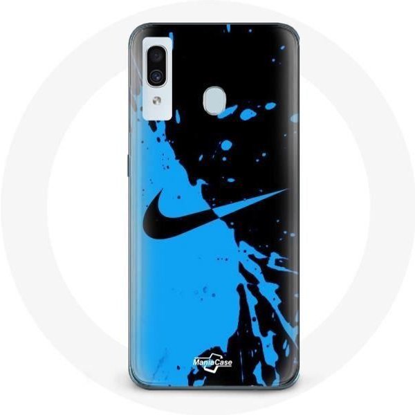 Coque Pour Samsung Galaxy A20E Nike Logo Blanc Fond Noir-image