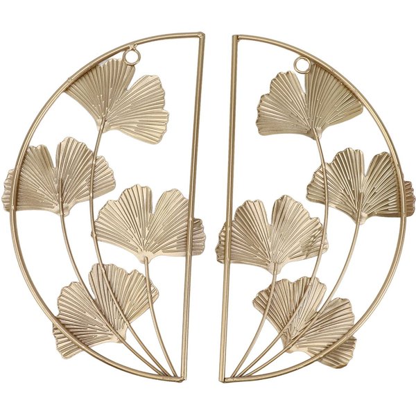 DecoracióN Colgante De Pared Con Hojas De Ginkgo Doradas Escultura De Pared De Arte De Hierro Dorado DecoracióN De Pared Para Sala De Estar Beige-image