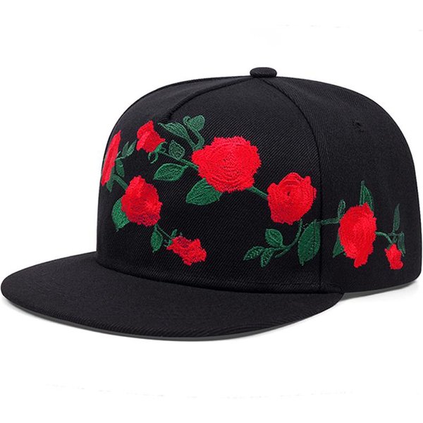 Moda Bola RáPida Bordado De Rosa Hip Hop Gorra De BéIsbol Sombrero Snapback Adulto Exterior Casual Hueso Sol Gorras Sombreros Black-image