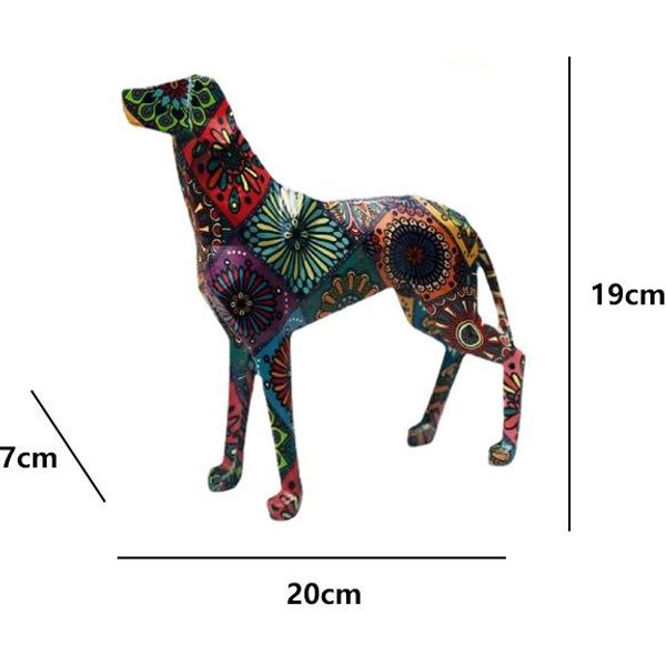 Kreatywne Geometryczne Kolorowe Ozdoby Psa RzemiosłO Z ŻYwicy Zwierzę Dom Biuro WejśCie Dekoracja Szafki Na Wino Black-image