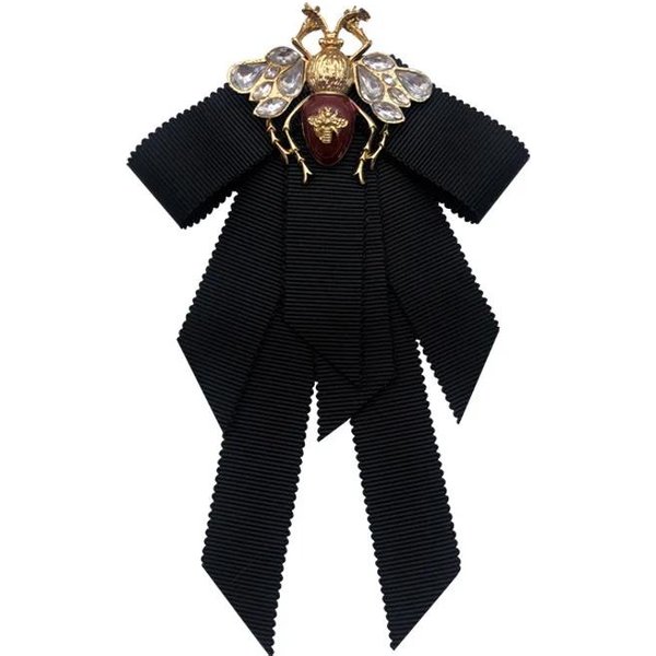 Retro WstążKa MateriałOwa Rhinestone PszczołA Muszka KołNierz Pin Bowkont Krawat Szpilki Broszki Prezenty Dla Kobiet Odzież BiżUteria Akcesoria-image