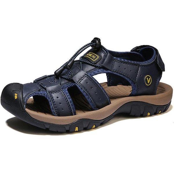 Letnie SandałY MęSkie SkóRzane MęSkie Buty Codzienne OddychająCe SandałY Outdoorowe Dla MężCzyzn Buty Na Plażę Kapcie Modne Buty Rzymskie 41 Niebieski-image