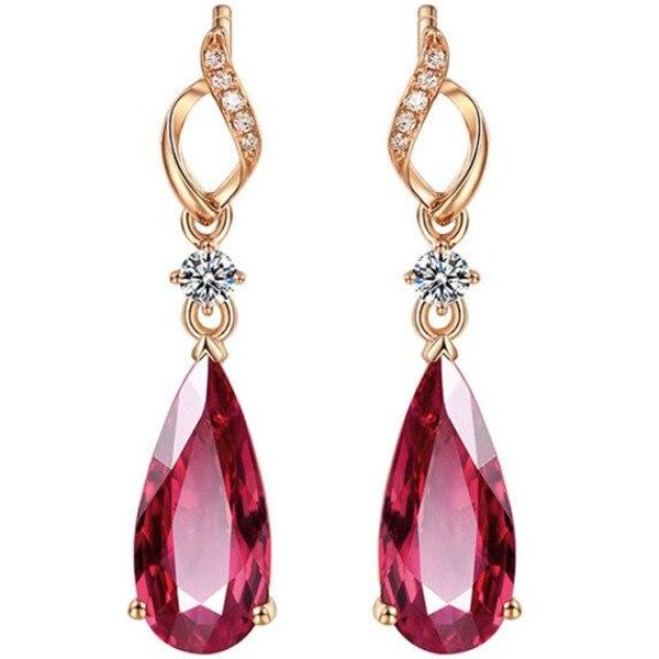 Pendientes AsiméTricos De Moda Con ImitacióN De Rubí Y Turmalina Natural, Oro Rosa De 18 Quilates, JoyeríA Elegante Para Mujer.-image