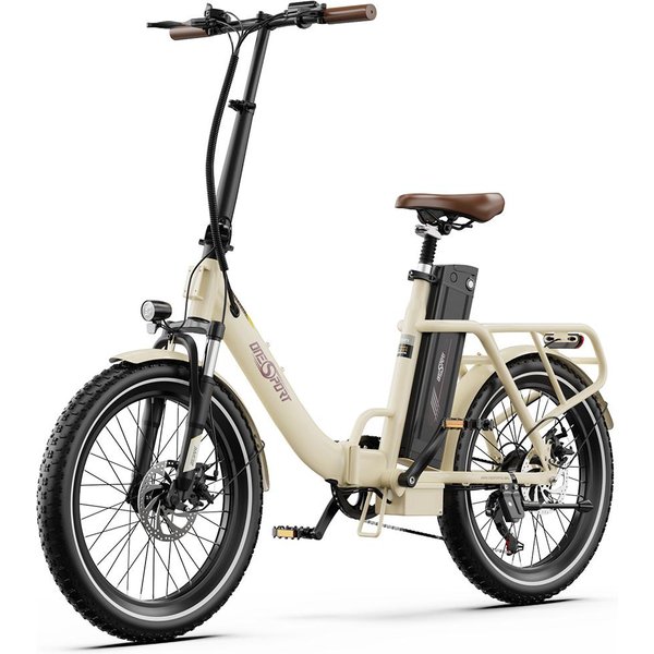 Bicicleta EléCtrica Plegable Onesport 20 Motor 250W Pantalla LCD 48V 17AH Compatible Con Bluetooth Velocidad MáXima 25Km/H 7 Velocidades Beige OT16 No Accelerator Beige-image