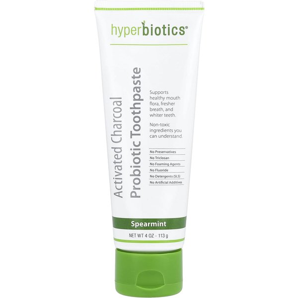 Hyperbiotics, Pasta De Dientes ProbióTica De CarbóN Activado, Hierbabuena, 4 Oz (113 Gramos) White-image