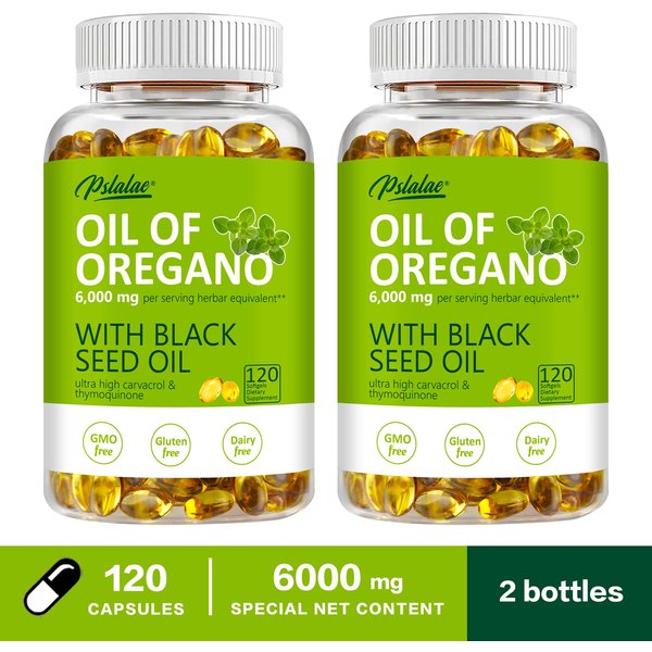 CáPsulas De Aceite De OréGano De Alta ConcentracióN, 6000 Mg, Antioxidante Natural, Protege El Sistema InmunolóGico Y La DigestióN, Apto Para Adultos. 120*2-image