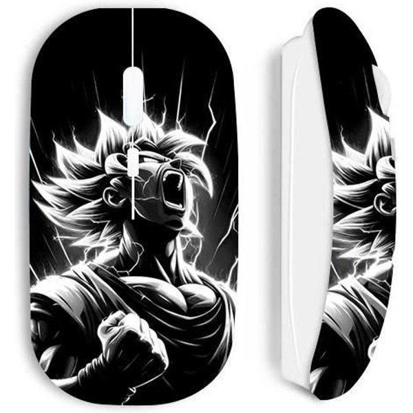 Mysz Bezprzewodowa - Maniacase - Dragon Ball Goku - Ergonomiczny Design - Optyczna - Czarno-BiałA-image
