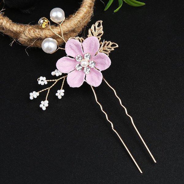 Tocado Nupcial Para Mujer Accesorios Para El Cabello JoyeríA Perla PedreríA Color Dorado Peinetas Para El Cabello De Flores 16-image