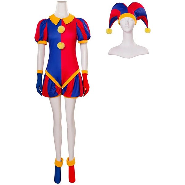 4 Szt. Kostium Cosplay Pomni Kapelusz Przebranie Halloween Karnawał Impreza Ubranie 110-image