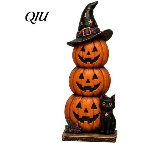 Jesienne Dekoracje Domowe Styl Rustykalny Halloween Drewniane Dekoracje StołOwe, Znaki Na Blat StołU, Upiorny Rustykalny Dekor Dynia Duch Wielopoziomowa Taca Ozdoba ŚRodkowa C-image