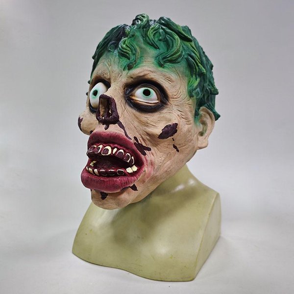 Lateksowa Maska Zombie Z Zielonymi WłOsami One Size Fits All Adults Zielony-image