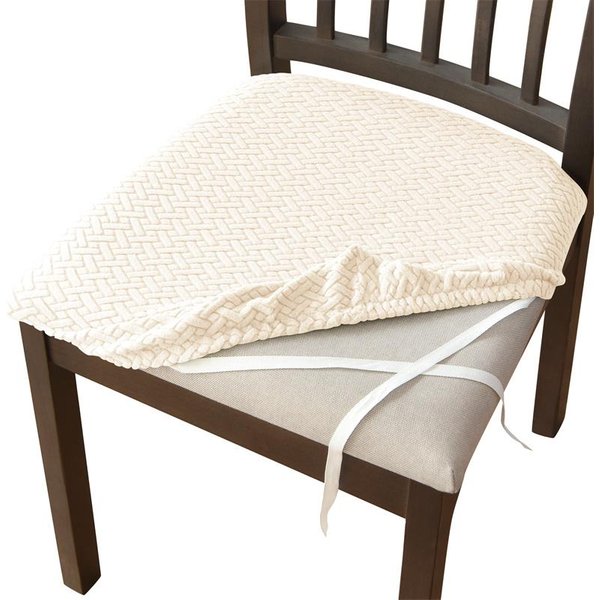 4 Piezas/Juego Fundas EláSticas Para Asiento De Silla De Comedor Jacquard EláSticas Acolchadas Funda Protectora Antisucias ExtraíBle 4 Pieces Chair Cover-image