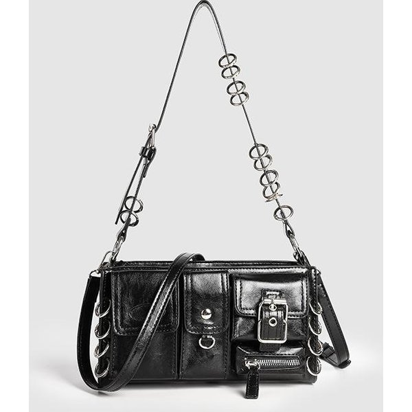 DiseñO Nicho Bolso Oscuro Para Axila Elegante Bolso Cruzado Para Motocicleta Multibolsillo Gray-image