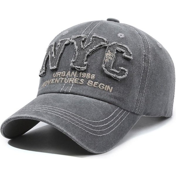 Retro DużA Litera Nyc Haftowana Czapka Baseballowa Daszek PłóTno BawełNiane Czapka Z Daszkiem Regulowana Daszek Dla MężCzyzn Kobiet-image