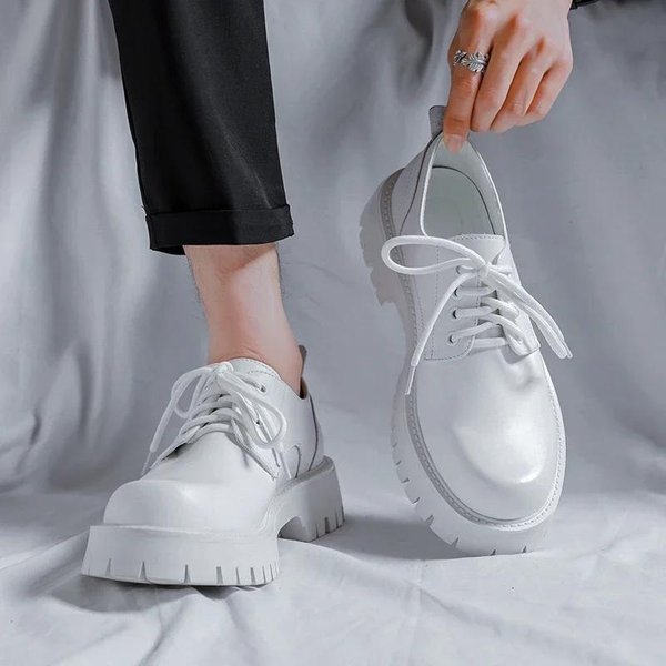 SkóRzane Buty MęSkie Casualowe Biznesowe Brytyjskie Buty Typu Derby Z Grubą Podeszwą MęSkie Czarne śLubne Buty Dla Pana MłOdego Niskie Buty 44 Gray-image