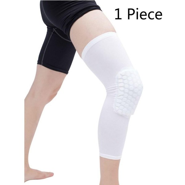 1PC Rodilleras De Baloncesto Panal Rodillera EláStica Manga De CompresióN Soporte De Espuma Protector De RóTula Soporte De Voleibol Alta Calidad PráCtico Uso Diario L White-image