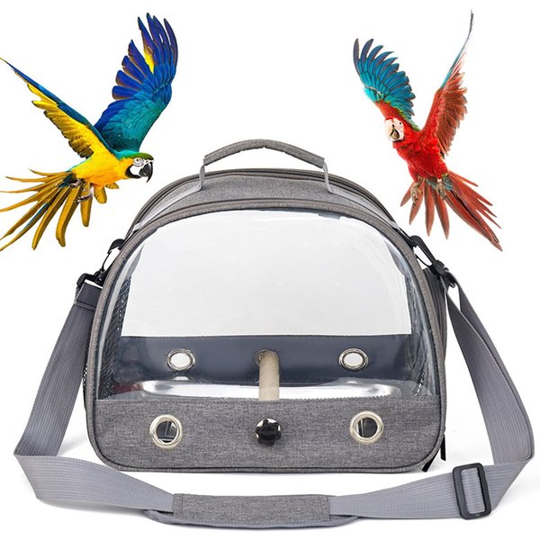 Portador De PáJaros PortáTil Plegable De Tela Oxford Bolsa Para PáJaros Loro Paloma PequeñA Bolsa De Salida Para Mascotas Gris-image