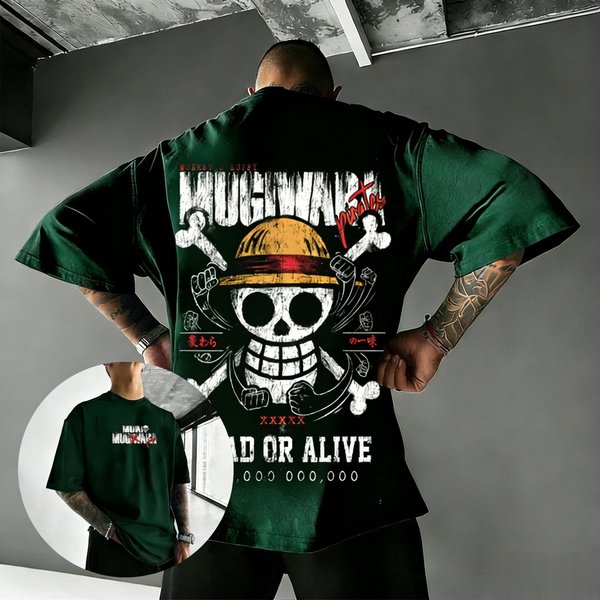 Camiseta Anime Calavera Luffy One Piece Para Hombre Y Mujer Streetwear AlgodóN Manga Corta Camiseta GráFica Estampada Verano 2026 Tops Casuales Oversize M Black-image