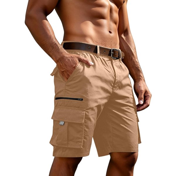 Pantalones Cortos Cargo De Corte Relajado Para Hombre Con MúLtiples Bolsillos Verano Ligeros Para Actividades Al Aire Libre Xxxl Beige-image