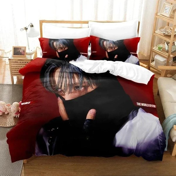 ŚWiat Ep.Fin Zestaw PośCieli Ateez Poszwa Na KołDrę Zestaw Do ŁóżKa Poszwa Na KołDrę Poszewka Na Poduszkę KołDra Rozmiar King Queen ChłOpcy DorośLi PośCiel EU Single(135X200Cm)-image