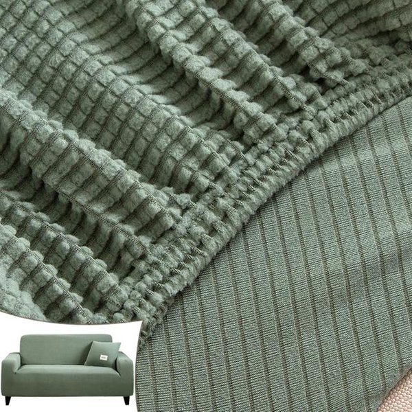 Funda De Sofá De Esquina EláStica Jacquard Polar Fleece SóLida Funda De Sofá En Forma De L Funda Para Sofá Cubre Bancos 1 /2 /3 /4 Plazas Protector 4-Seat 235-300Cm-image