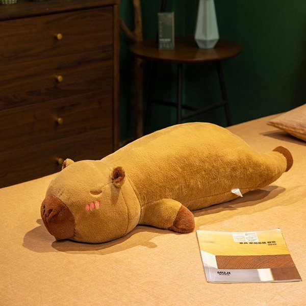 60/80 Cm Kawaii Kapibara Pluszowa Zabawka Wypchana Kapibara Puszysta Lalka DłUgi Sen MięKka Poduszka Poduszka Na Kanapę Drzemka Zabawki Do Spania 80Cm-image