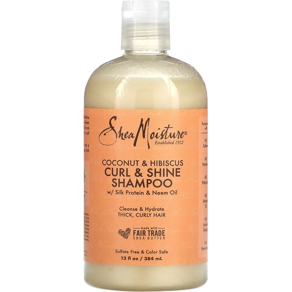 Champú Curl & Shine De Sheamoisture, Para Cabello Grueso Y Rizado, Coco E Hibisco, 13 Fl Oz (384 Ml) Beige-image