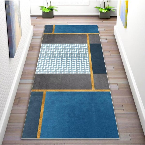 Alfombra Abstracta Moderna Para Pasillo DecoracióN De Pasillo De Sala De Estar Hall Cocina Alfombra Runner Antideslizante Felpudo Lavable Para Entrada De Dormitorio 160*200Cm-image