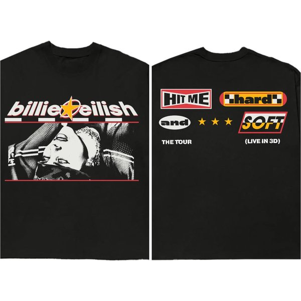 Billie Eilish Film Hit Me Hard And Soft Koszulka Graficzna Unisex Z Trasy Koncertowej, Lato 2026 Nowa BawełNiana Koszulka MęSka Moda Y2K XXL Gray-image