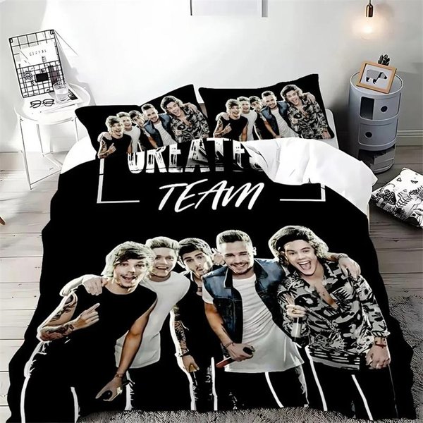 Juego De Cama DireccióN Uno Individual Twin Full Queen King Size Juego De Cama Adulto NiñO Dormitorio Juegos De Funda NóRdica Estampado 155X215Cm 3Pcs-image