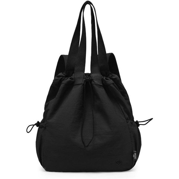 Mochila Con CordóN Elegante De Gran Capacidad, Bolso De Mano Informal Para Mujer Black-image