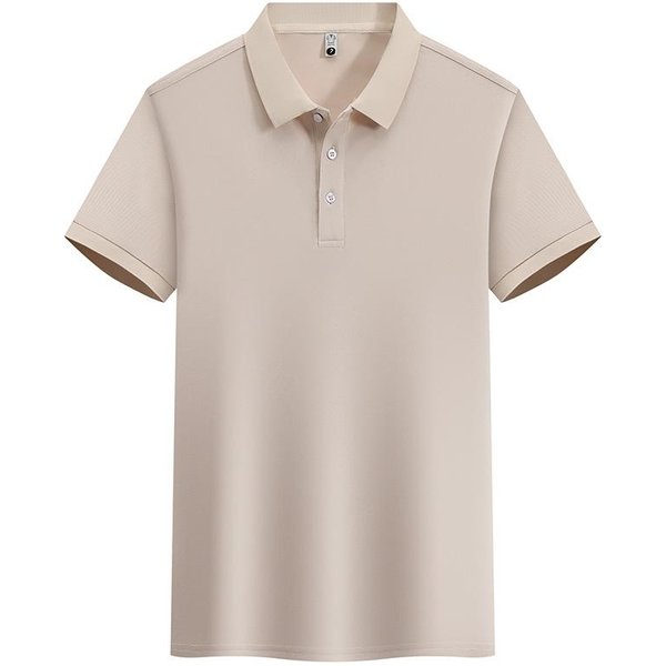 Polo De Manga Corta De Verano Para Hombre, Camiseta Con Solapa De Color SóLido Informal De Negocios Simple, Seda Hielo, Transpirable Y VersáTil L Caqui-image