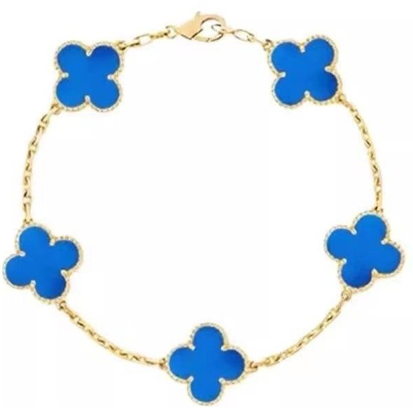 Pulsera De TréBol De Cuatro Hojas De Lujo Unisex VersáTil Y Sofisticada Pulsera De TréBol De La Suerte 925 Blue-image