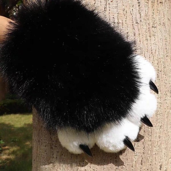 1 Szt. Nowa Pluszowa RęKawica Cosplay ŁApa Kota Pogrubiona KreskóWkowa RęKawica Cosplay ZwierzęCa PiszcząCa Futrzana RęKawica Rekwizyty 6 White-image