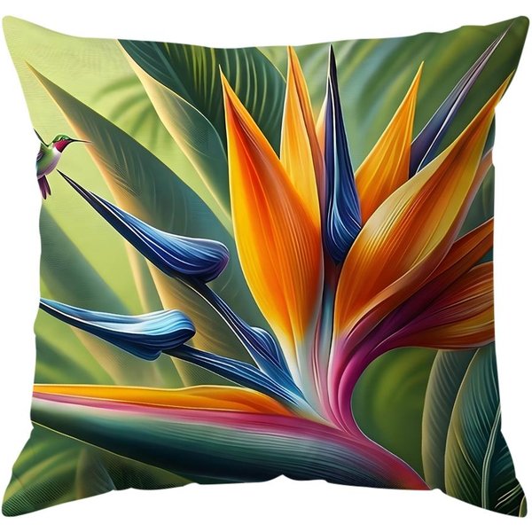 RośLina Tropikalna Rajski Ptak Kwiatowe Poduszki Poszewka Na Poduszkę Poliestrowa Poszewka Na Poduszkę Poduszka Dekoracyjna Dom SamochóD Sofa 45X45Cm-image