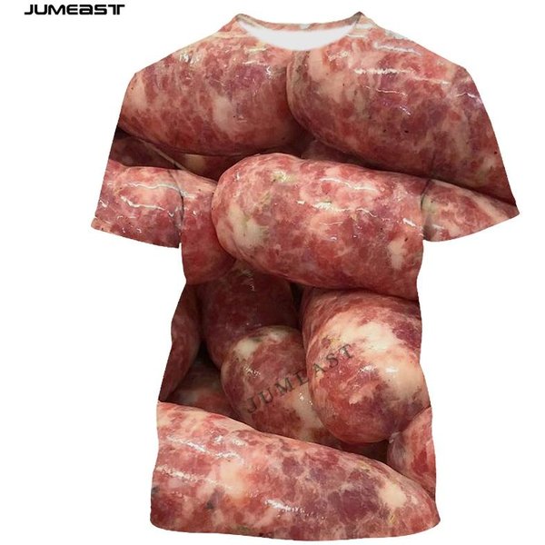 Tendencia Divertida Camiseta Con Estampado 3D Para Hombres Hip Hop Comida Carne Camiseta De Manga Corta Jersey Deportivo Tops Camisetas L Brown-image