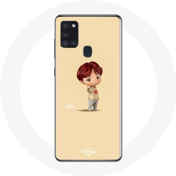 Coque Pour Samsung Galaxy A21S BTS Tinytan Animation Suga Negro-image
