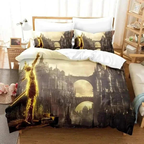 Lujo Nuevo Estampado 3D Juego Dark Souls Juego De Ropa De Cama Funda NóRdica Juego De Cama Funda De Colcha Funda De Almohada King Queen NiñOs Adultos Juego De Ropa De Cama 70X133Cm 2Pcs-image