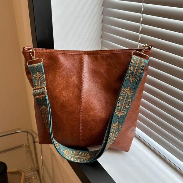 Torba Na Ramię W Stylu Vintage Dla Kobiet Torebka Wiadro Ze SkóRy PU Luksusowy Styl Torba Na Ramię Torebka Damska Torba Na Zakupy Torebka Kawowy-image
