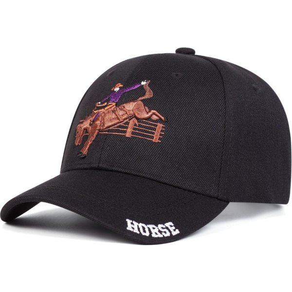 Unisex Czapki Baseballowe Z Haftem JeźDzieckim Wiosna Jesień Outdoor Regulowane Codzienne Czapki Kapelusz PrzeciwsłOneczny Black-image