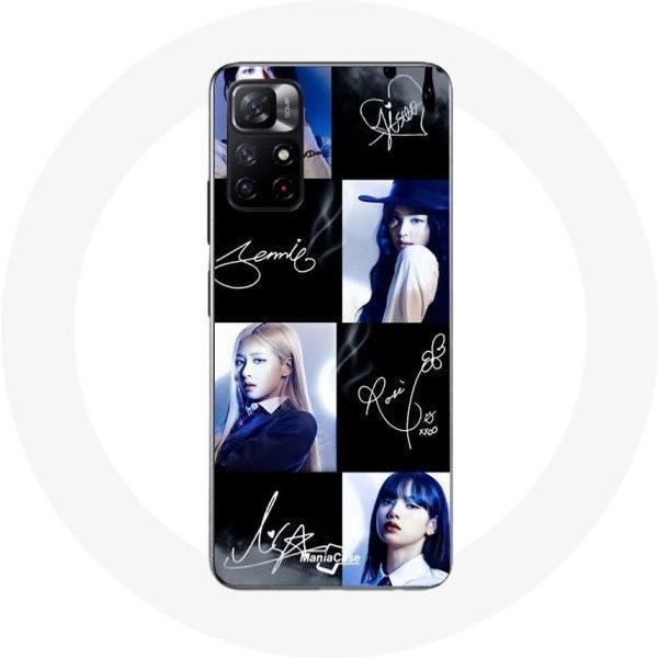 Coque Pour Xiaomi Redmi Note 11S 5G Blackpink Signature Photo Jennie Jisoo Lisa Rose - Maniacase Negro-image
